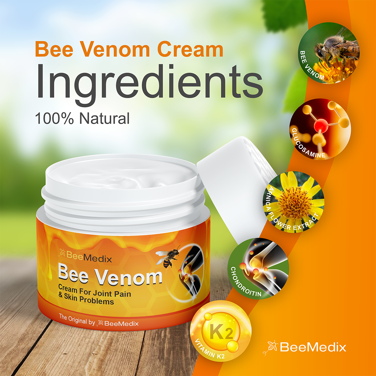 BeeMedix Bee Venom Cream For Joint Pain And Skin Problems (3.7 fl. oz.)