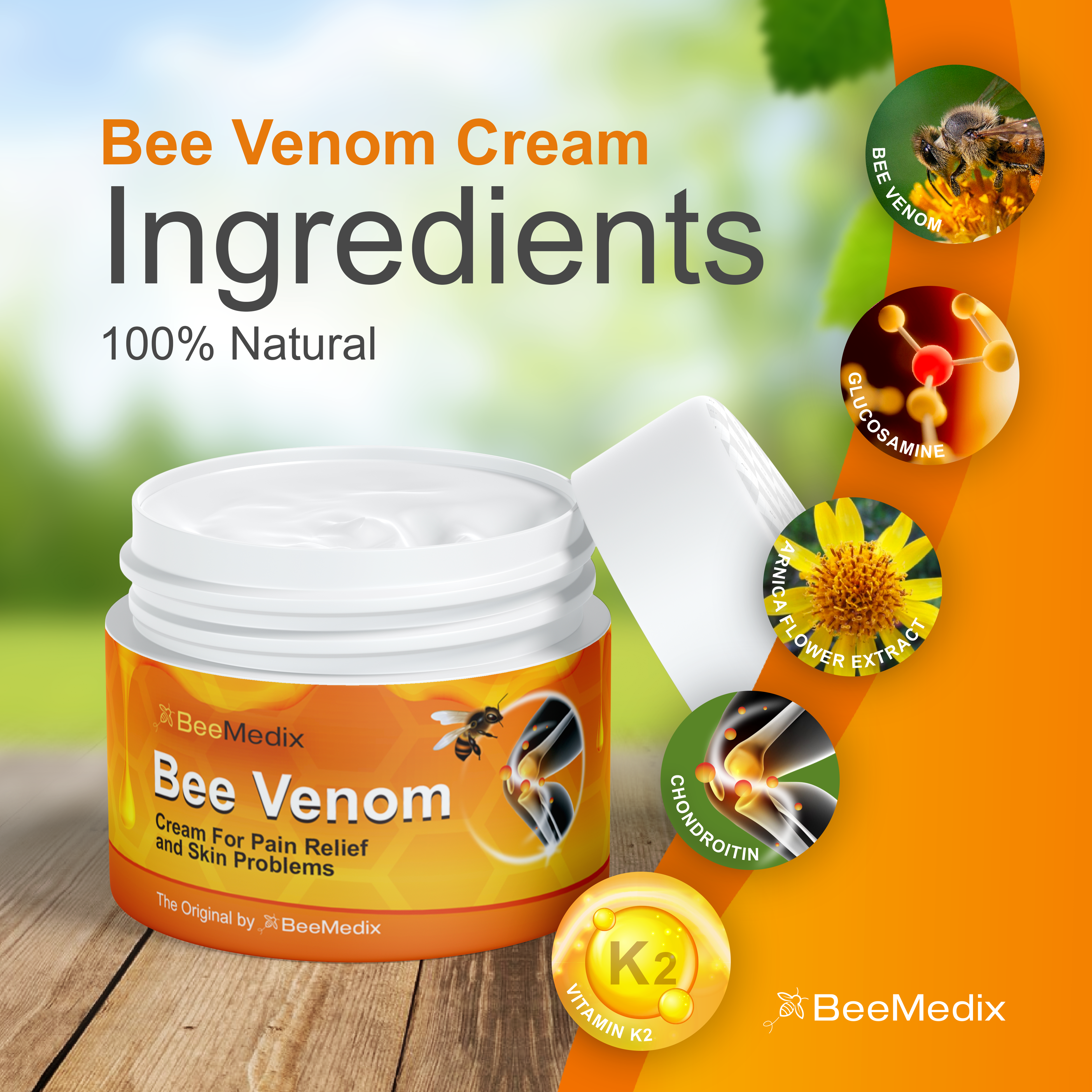 BeeMedix Bee Venom Cream For Pain Relief And Skin Problems (3.5 fl. oz.)